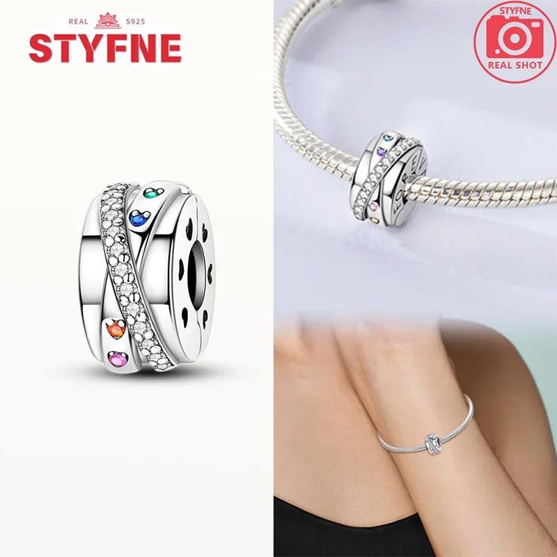 Copper Pink Heart-Shape Forever Love Charms Colorful Zircon Beads Pendant Fit Original Bracelet Diy Jewelry Gifts For Women