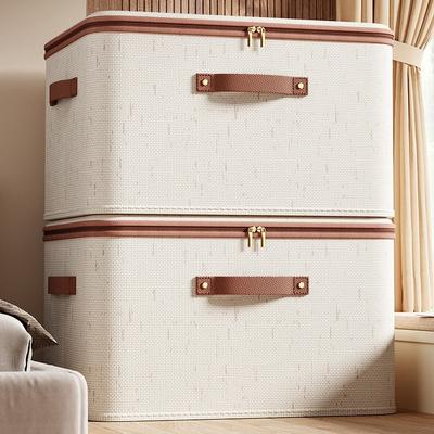 Large Foldable Storage Box with Dustproof Lid and Handles for Bedroom Use