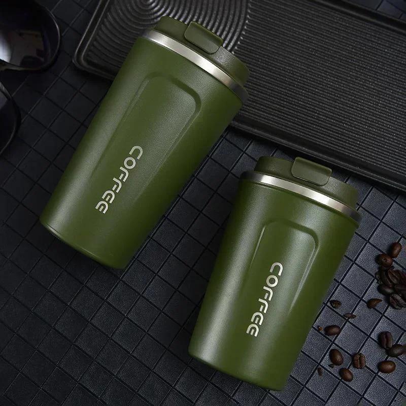 LSLANSOON 380/510ML Stainless Steel Coffee Cup Mug Leak-Proof  Travel Thermal Vacuum Flask Insulated Cup Water Bottle