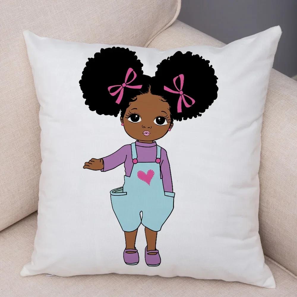 Cute Cartoon Girl Pillowcase Sofa Cushion Cover Home Children's Room Decoration