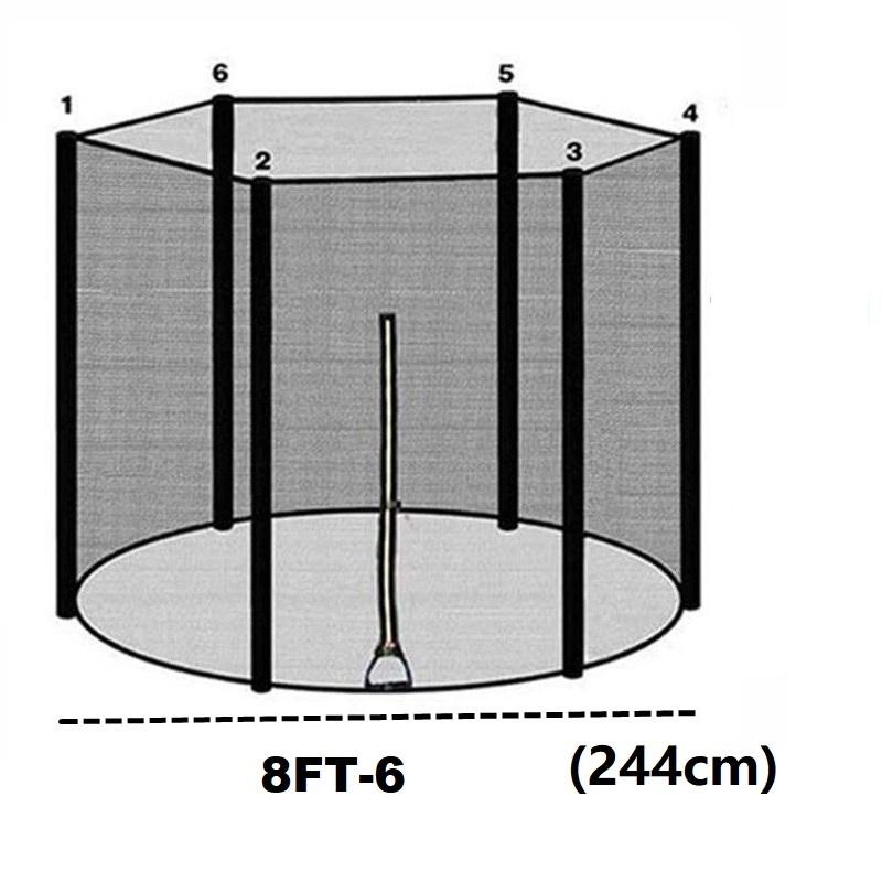 

2,44 м сетчатое ограждение для батута, замена забора, прочная защитная сетка, 8 футов 8ft-6 poles чёрный