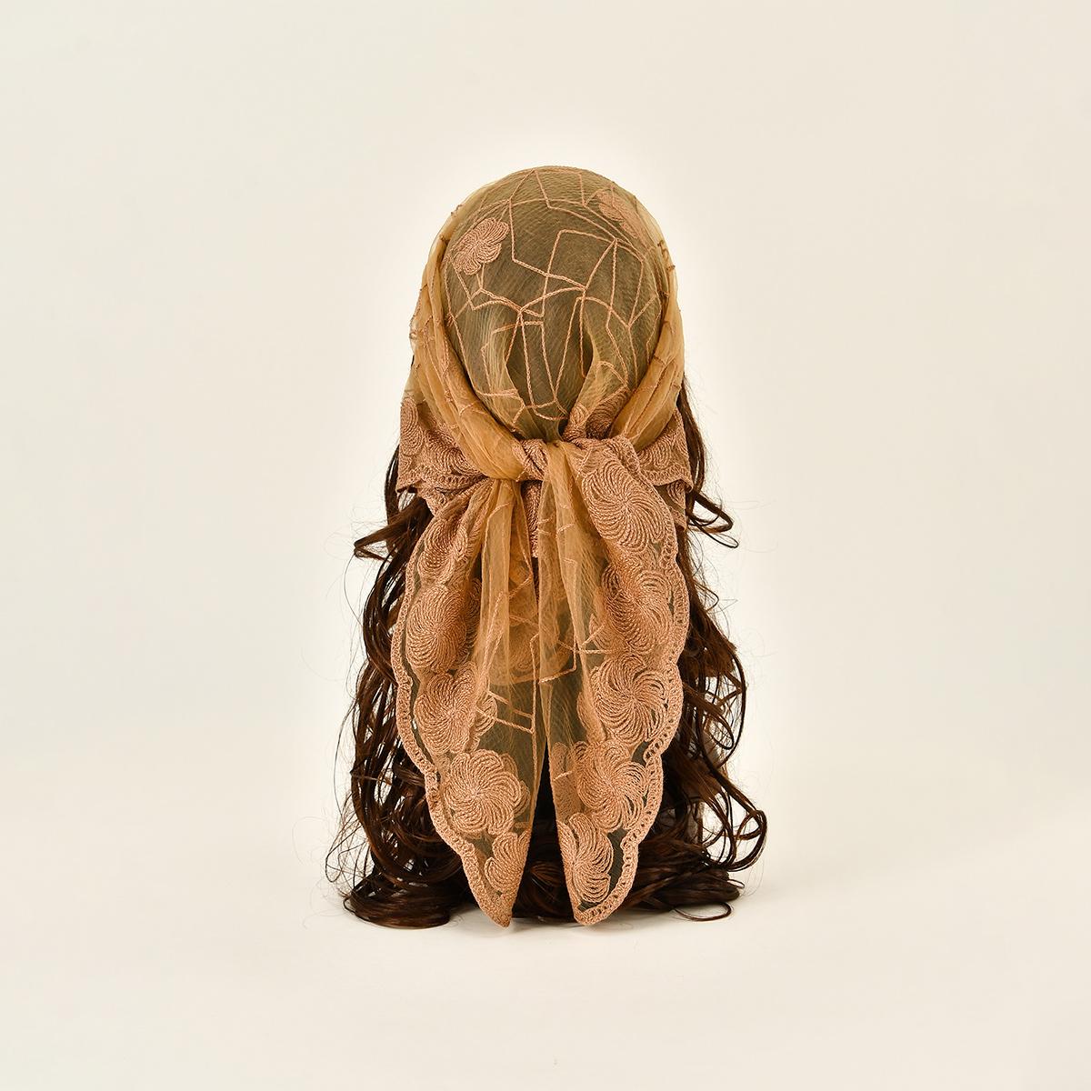 

Новейший квадратный шарф из пряжи, цветочная вышивка, кружевная повязка на голову, летняя дышащая бандана для женщин, элегантный тюрбан, обертывание для волос 80*80см