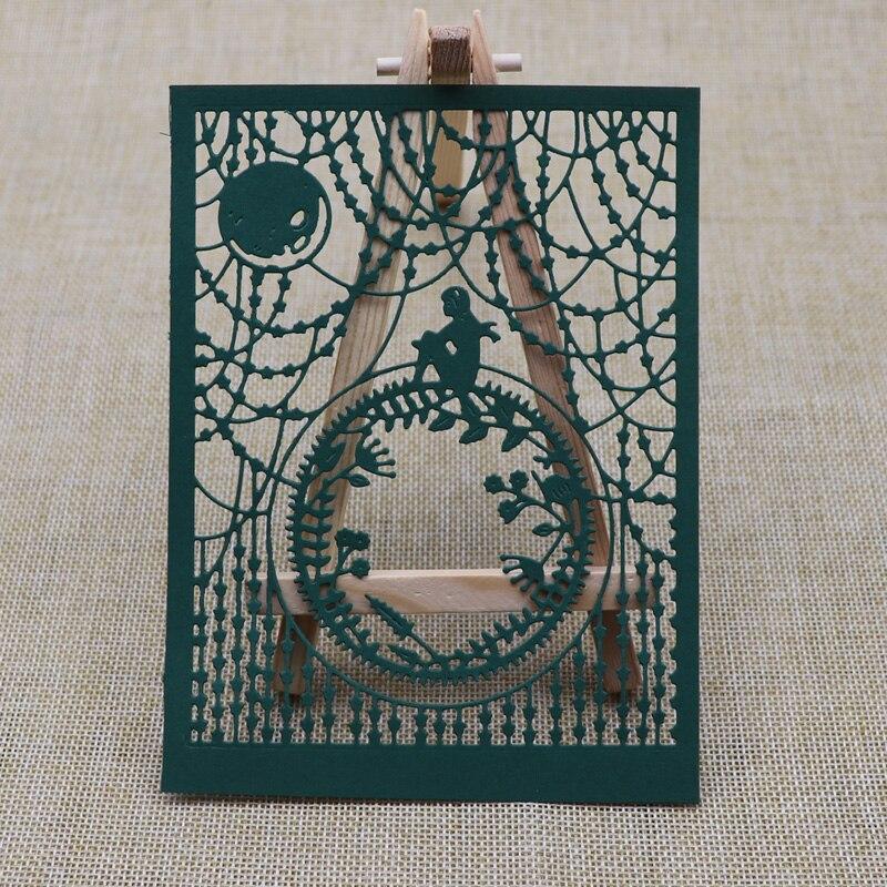 Neu Rechteck Wald Blätter Mädchen Nacht Metall Schneiden Stirbt Für DIY Grußkarte Handwerk