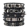 5-Piece Men's Leather Bracelet Set Stylish Studded Design Hip Hop Teens Boys Jewelry Accessories Adjustable PU Leather Hand-woven Bracelet
