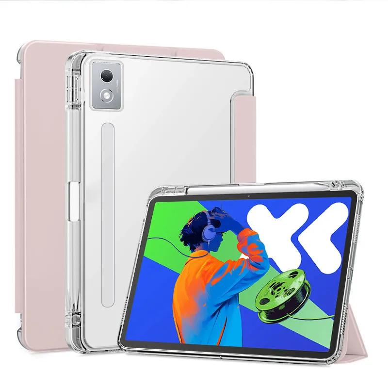 Voor Lenovo Xiaoxin Pad Pro 12,7 inch TB-370FU Heldere Acryl Penhouder Slimme Tablet Hoesje Voor Lenovo Tab P12 12,7 TB375FC Xiaoxin Pro12.7 2025 roze