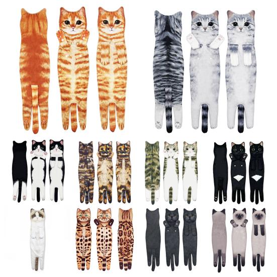 Ręcznik do rąk 3D Kotek Kitty Ręcznik do rąk z zatrzaskami Wiszący Dekoracyjny Miękki Chłonny Szybkoschnący Ręcznik do twarzy Artykuły łazienkowe