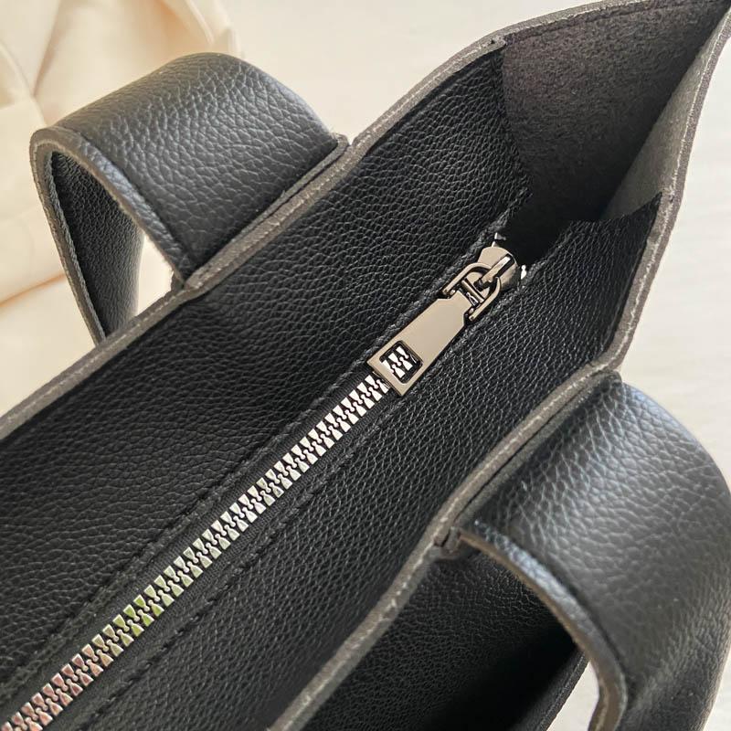 Litchi Pattern Soft PU Leather Tote Bag for Women Large Capacity Zippered Shoulder Shopper