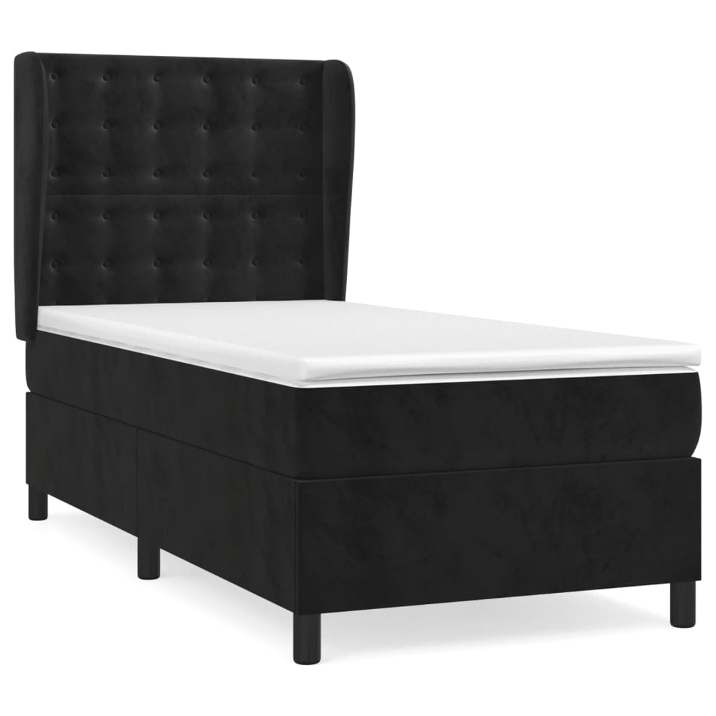 Box Spring Bed with Mattress Black 80x200 cm Velvet
