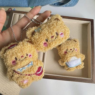 Cute Plush Butter Bear Keyring For Women Girls Cartoon Kawaii Keychain Unique Design Car Keys Chains