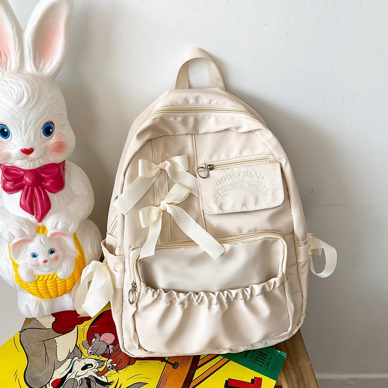 Schoolbag Large Capacity Oxford School Bag Female Anti-splashing Light Cute Contrast Color Backpack Simple Casual Folded Student Backpack