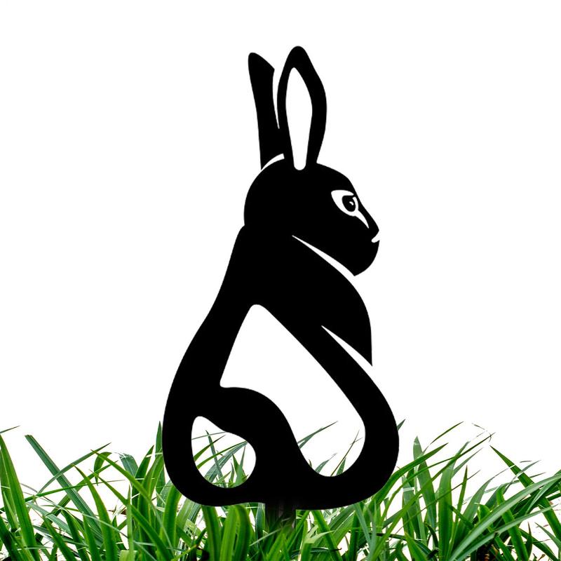 Rabbit Silhouette Yard Art Animals Garden Stakes Black Bunny Rabbit Garden Stake Rabbit Yard Decorations Outdoor Bunny Decor