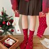 Cashmere Socks, Women's Big Red Socks, New Year Socks, Bow Polka Dot Small Flower Red Pile Socks