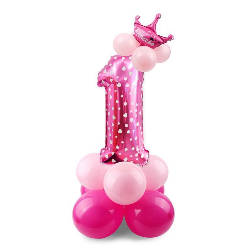 

Gradual Change 32 Inch Digital Road Lead Balloon, Column Party Decoration Birthday Aluminum Film Latex Metal Balloon Pink 1