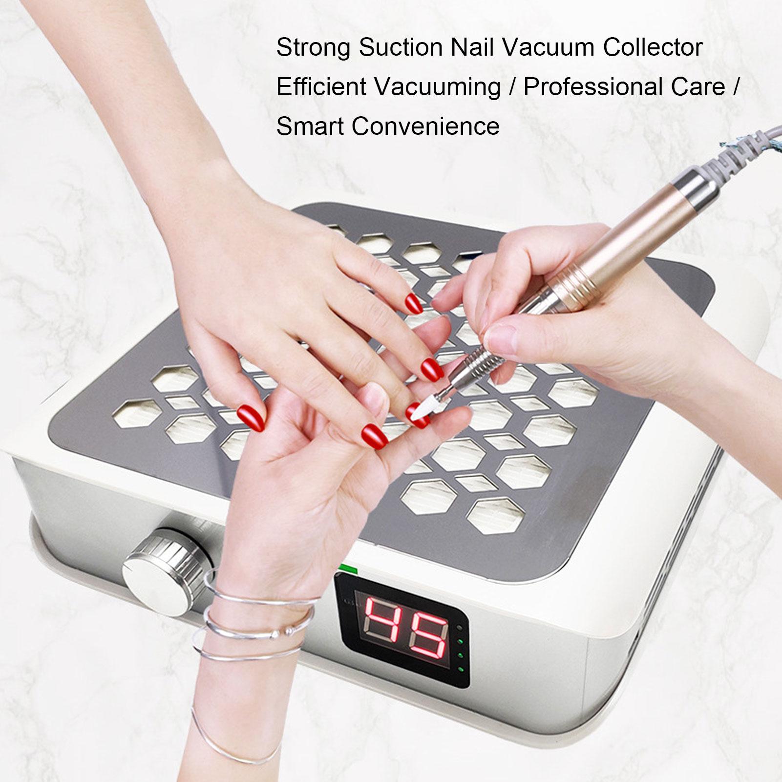 

Nail Vacuum Dust Collector Strong Suction Quiet White Nail Fan Dust Collector 60W Stepless Speed Adjustable for Nail Polishing EU