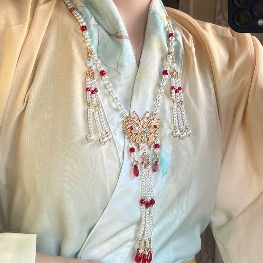Fringed Vintage Necklace Tassel Bead Chains Chinese Style Necklace Chinese Wedding