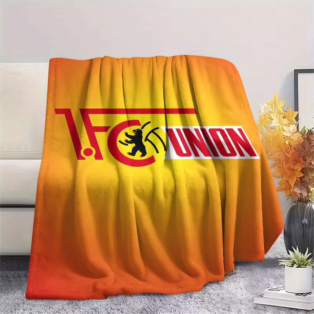 Union Berlin Logo Aufgedruckte Flanelldecke, weicher Überwurf für Schlafzimmer Sofa, waschbar, Fanartikel, tolles Geschenk.