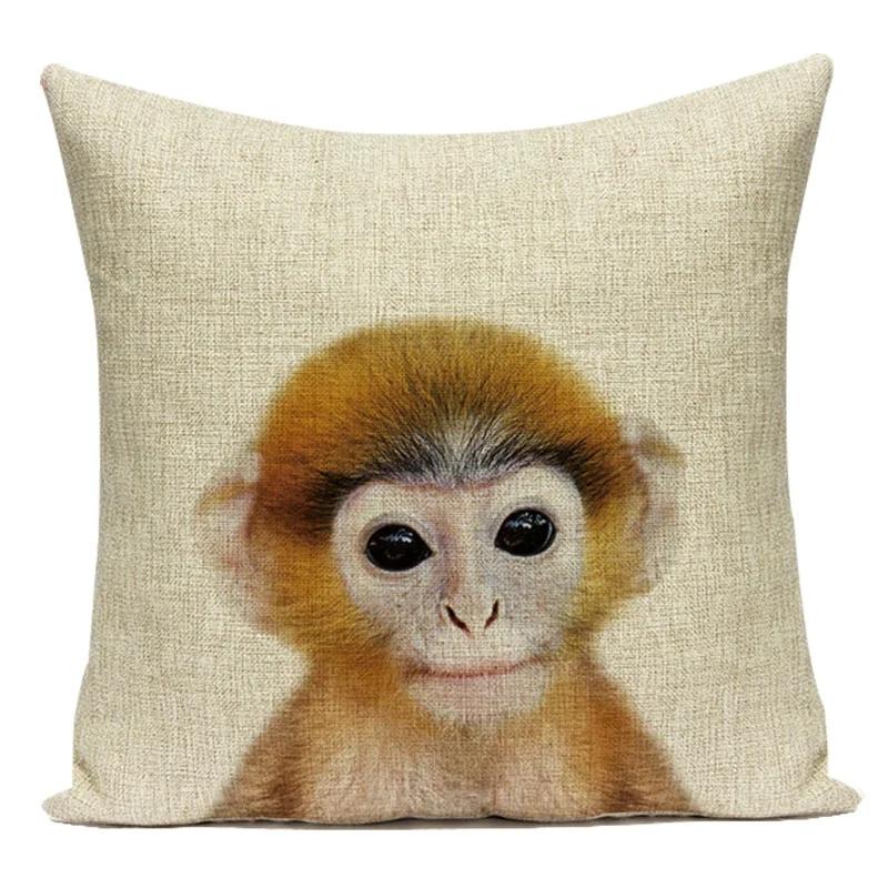 Cute Cartoon Giraffe Deer Lion Pillow Case Nordic Kids Room Decor Animal Cushion Cover For Sofa Car Bedroom Pillow Covers