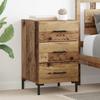 Nightstand with Drawers Rustic Wood Look 40 X 40 X 66 Cm Engineered Wood