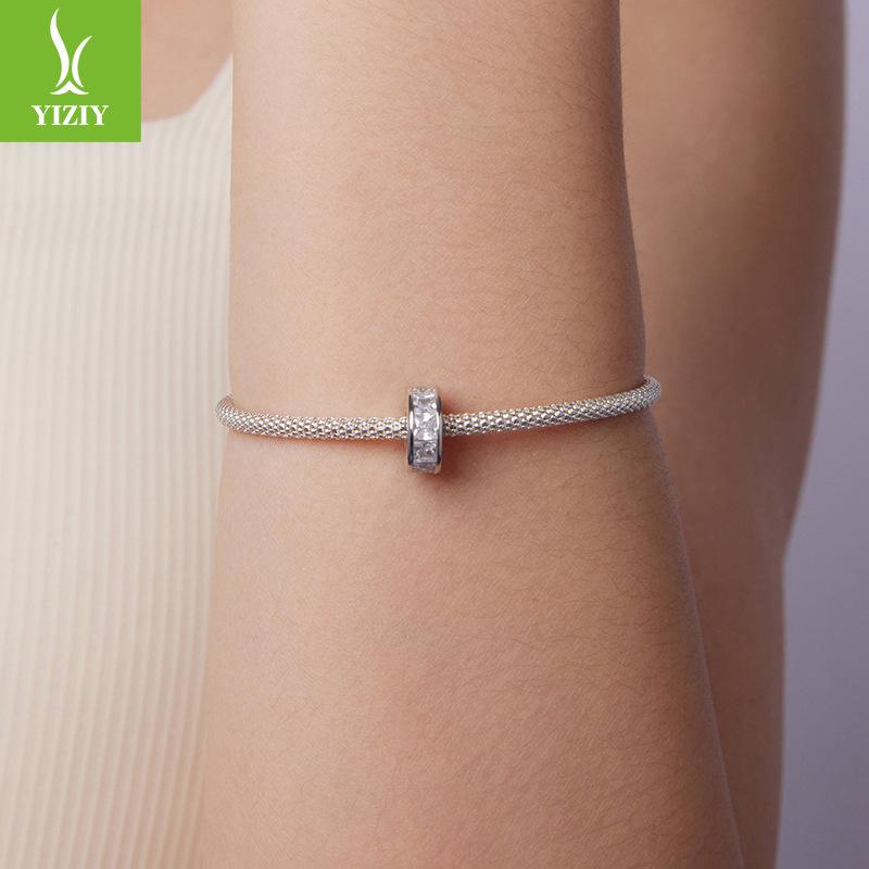 Princess Square Shine Silicone Positioning Bracelet Bead Separator Classic Versatile S925 Sterling Silver Beads