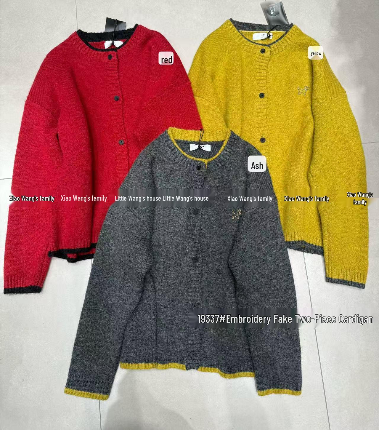 

Зимний корейский вязаный кардиган свитер оверсайз от Сяо Вана One Size красный