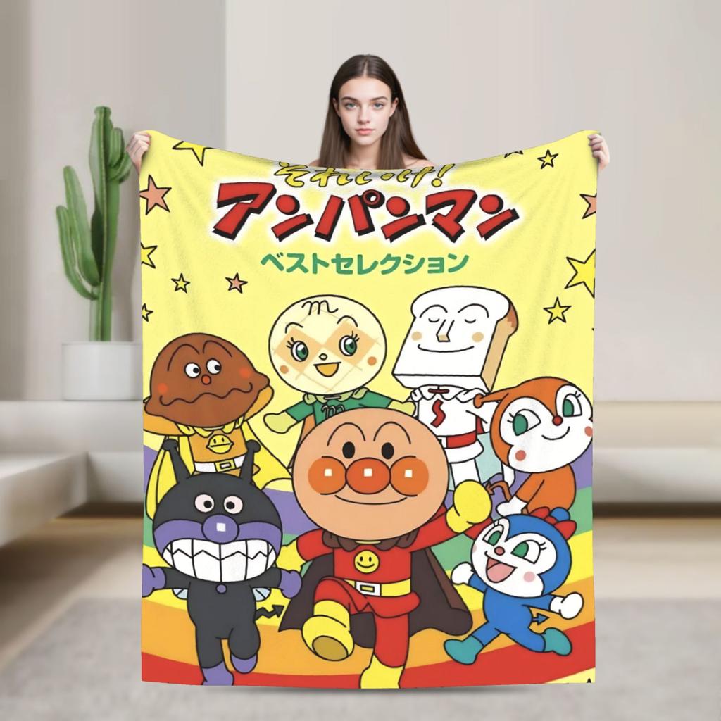 Baikinman Anime  Flannel Blanket  Warm Throw Blanket for Couch Chair Camping Fashion Bedspread Sofa Bed Cover