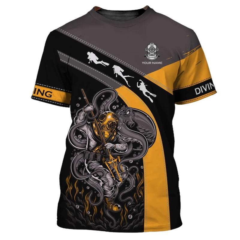 Men's Diving Enthusiast Round Neck Short Sleeved T-shirt