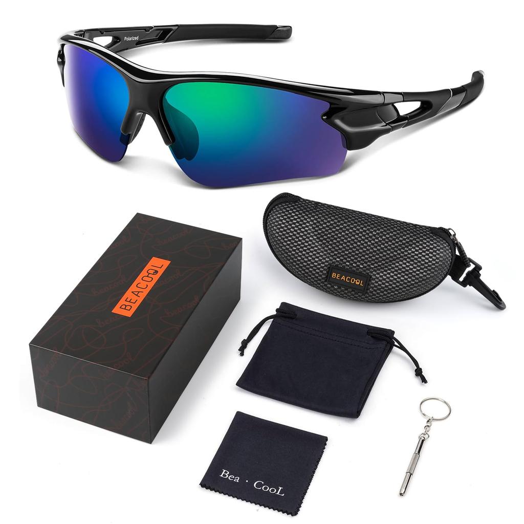 Sports Polarized Ultra TR90 TAC UV Unisex Black Blue [BEACOOL] Sunglasses, Lenses, Baseball, Running, Cycling, Climbing, Fishing, Driving, Golf, Bike,