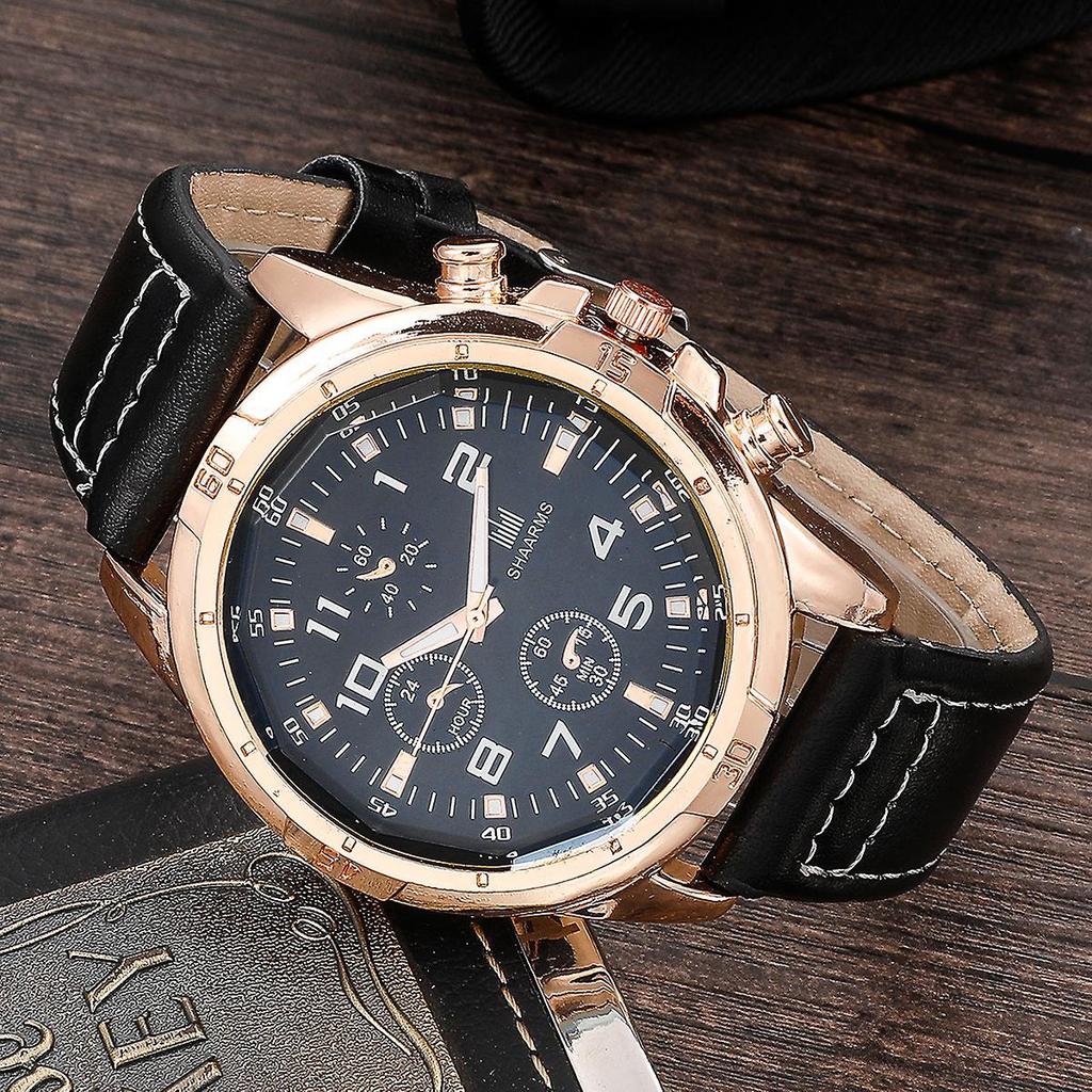 Herrenuhr+Geldbörse+Gürtel Set Männers Geschenk für Vatertag Geburtstagsgeschenk 3 Stück/Set