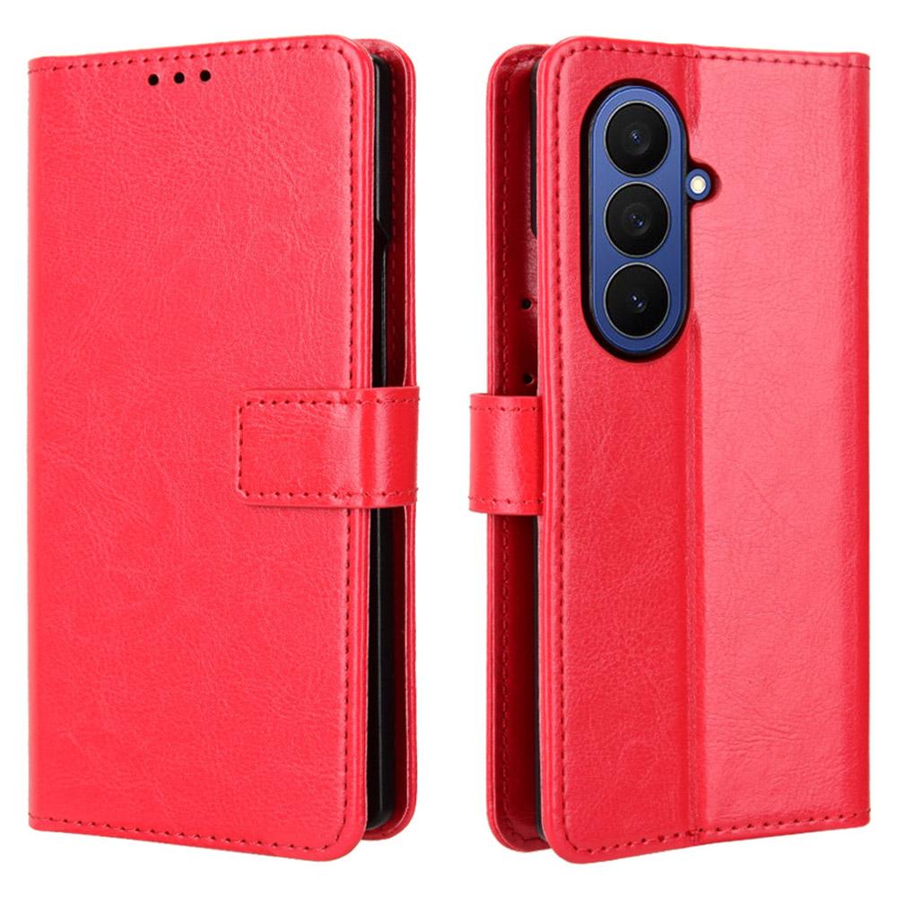 For Samsung Galaxy Z Fold7 5G PU Leather Case with Strap Crazy Horse Texture Phone Wallet Cover