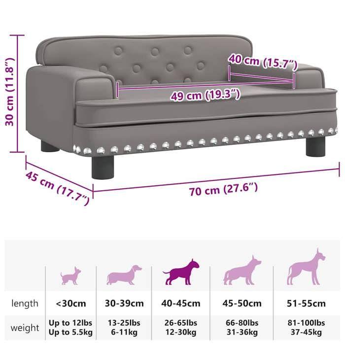 VidaXL Dog Bed Grey 70x45x30 Cm Faux Leather 171892