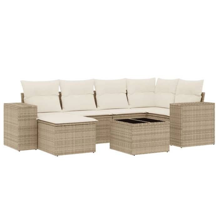 VidaXL Garden Lounge Set with Cushions 7 Pcs, Patio Sofas, Patio Furniture Set, Outdoor Furniture, Beige 3255205