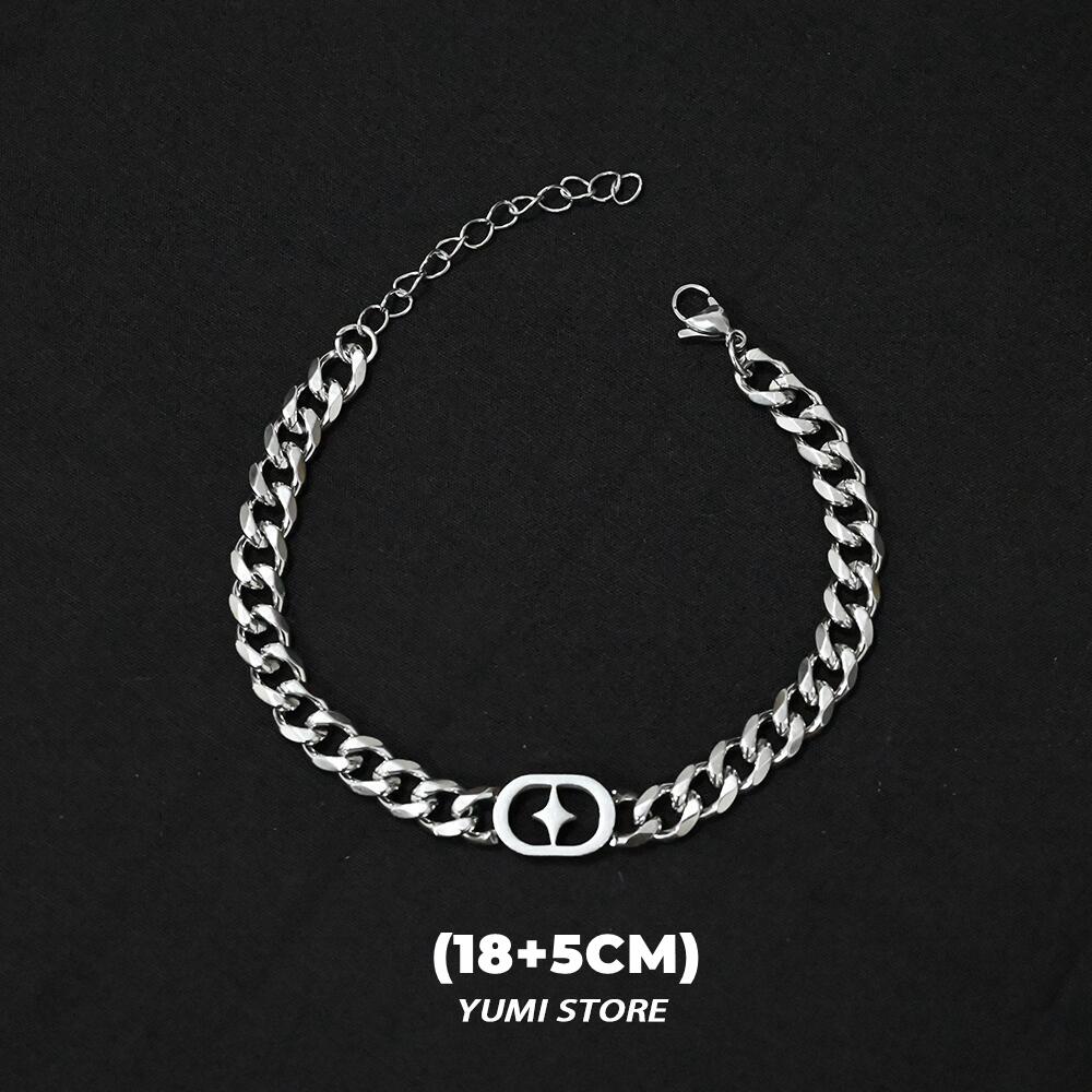 Хип-Хоп Браслет Звезда Крест Для Мужчины Женщины Шарм Титановая Сталь Кубинская Цепь Унисекс Браслет Kpop Аксессуары Оптом