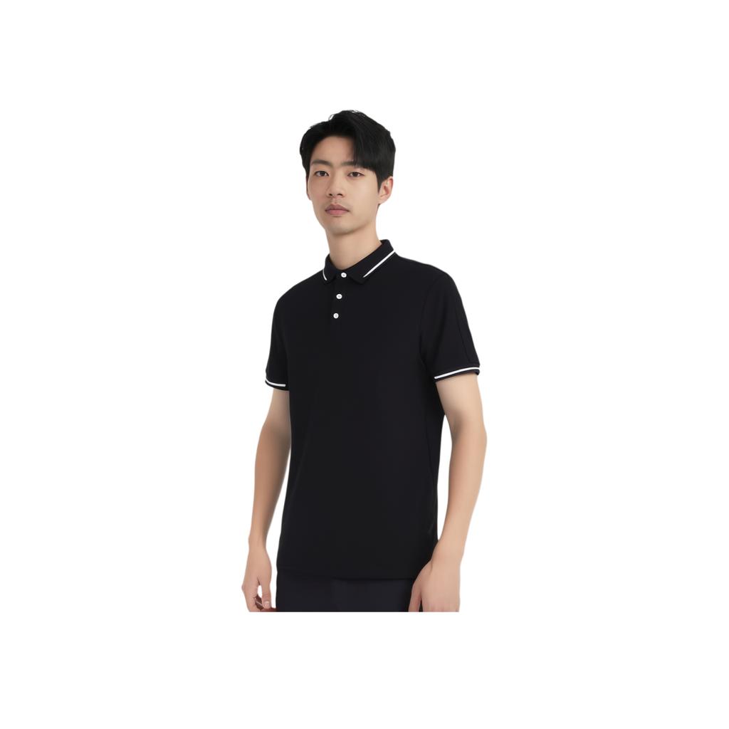 Li-Ning Solid Color Moisture Wicking Quick Dry Breathable Short Sleeve Polo Shirt Men tops Black APLU201-6