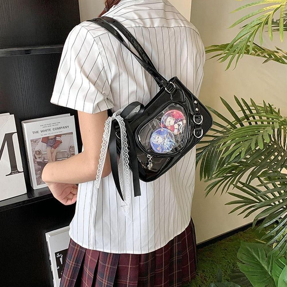 JK Transparent Love Itabag Zipper Bag Lace Crossbody Bag Portable Kawaii Shoulder Bag Gift