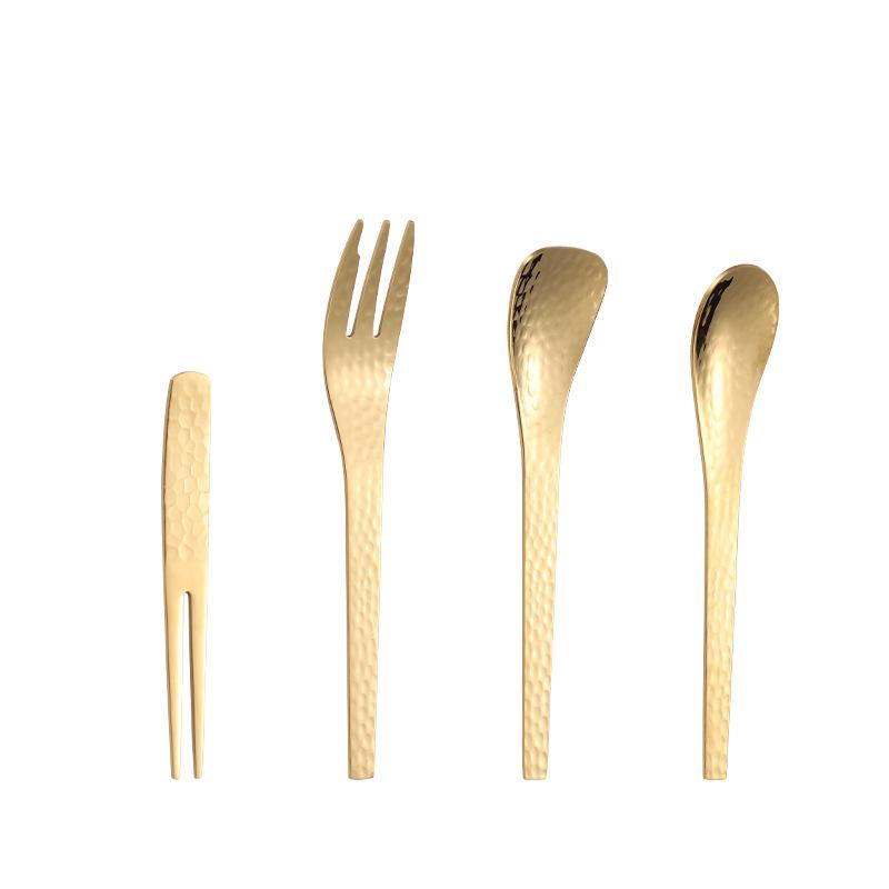 304 stainless steel hammer pattern Japanese dessert spoon, household bird's nest cake fruit fork teaspoon coffee ice cream spoon