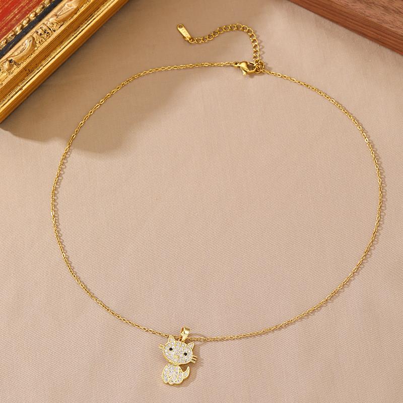 Floral Animal Zircon Necklace For Women With Stainless Steel Chain Elegant Jewelry Gift