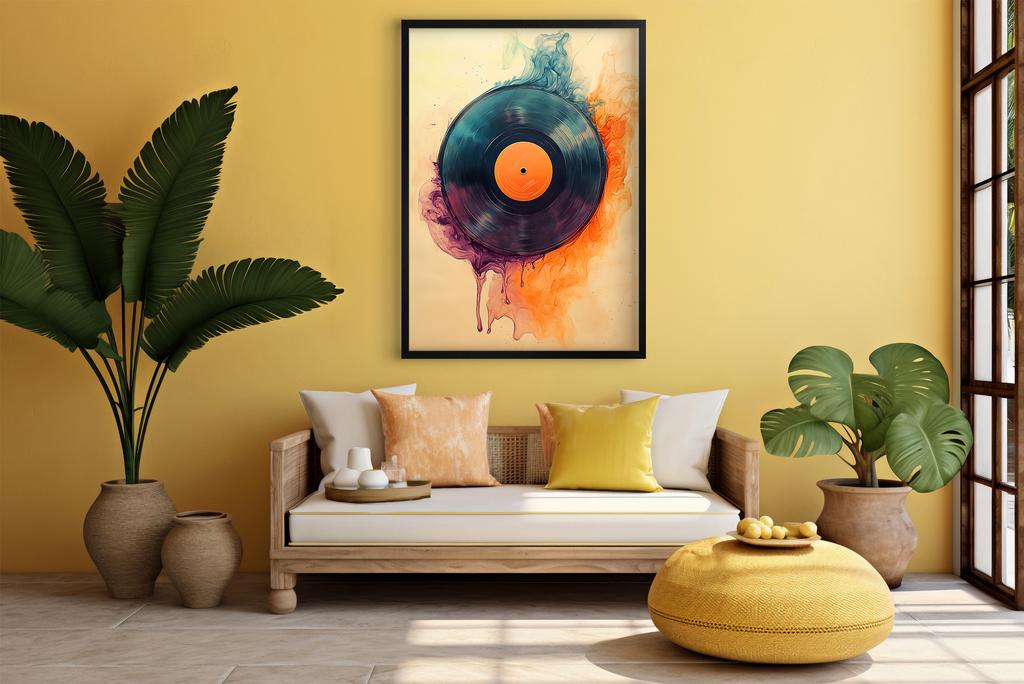 Plakat na ścianę z ramką obraz ścienny retro do salonu biura Muzyka 50x70