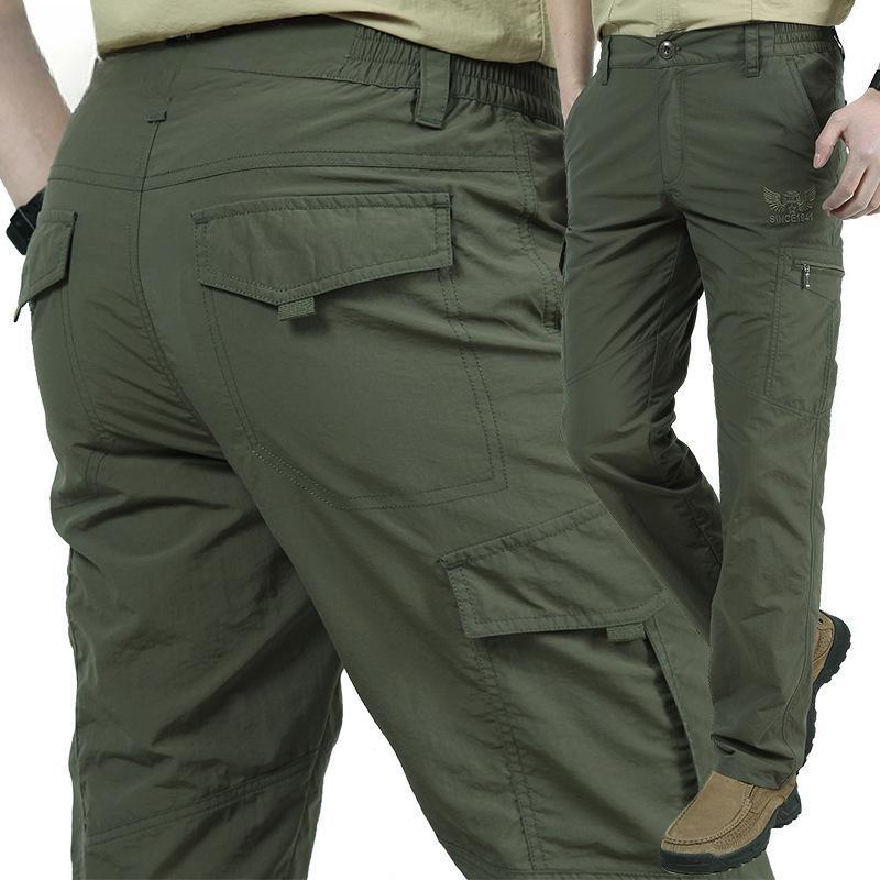 Summer Outdoor Thin Section Quick-drying Trousers Male Loose Large Size Multi-pocket Overalls