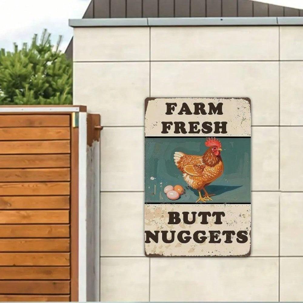 Vintage Farmhouse Chicken Coop Metal Wall Sign Rustic Tin Plaque Country Kitchen Decor