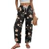 Women’s Casual Straight Leg Loose Wide Leg Pants with Drawstring and Printed Pattern Suitable for Daily Wear and Relaxed Outfits