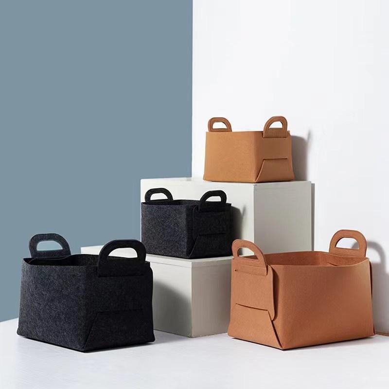 Felt Storage Basket with Handle - Multipurpose Organizer for Toys, Laundry, and Sundries with Custom Logo