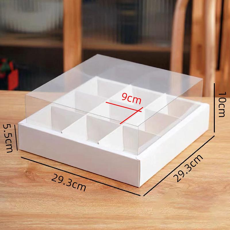 

Коробка для упаковки еды на вынос с сеткой из девяти квадратов, ретро крафт-бумага, для выпечки, десертов, тортов, пикника