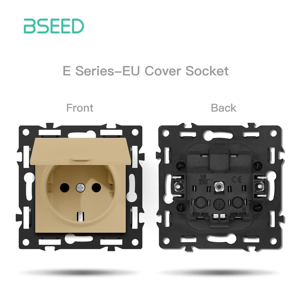 BSEED Button Switch DIY Modules Light Switch Parts Gold Glass Frame DIY Combination Wall Sockets CAT6 USB-C Charge Key E-Series