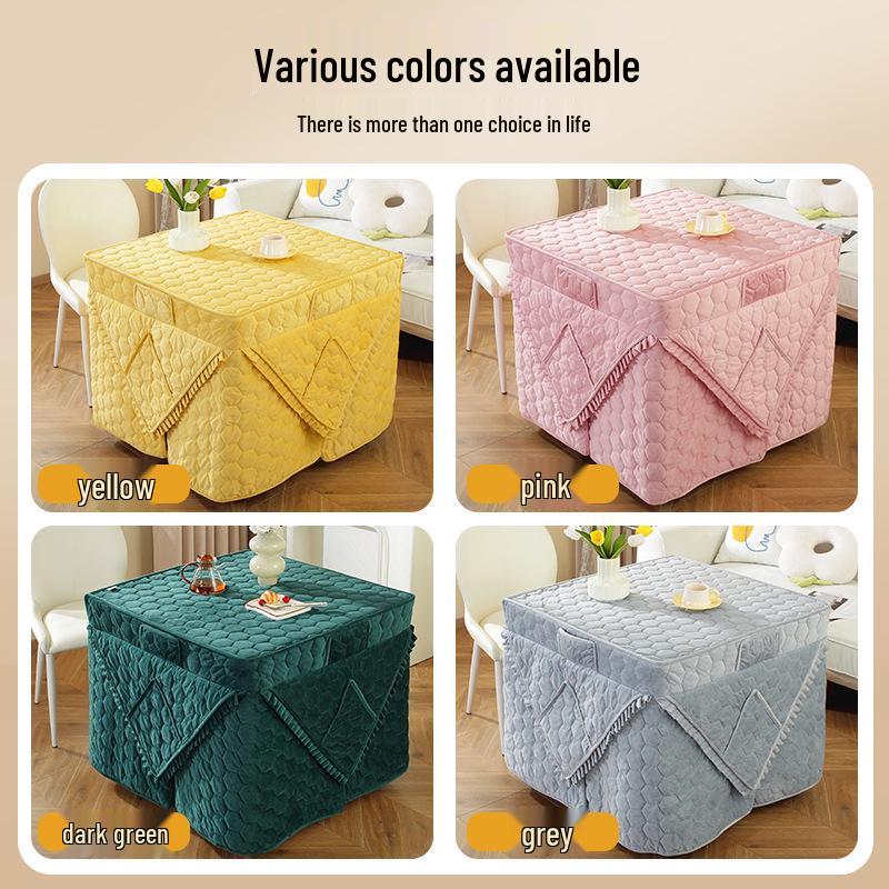Winter Electric Heater Table Quilted Cover with Grill Fire Design