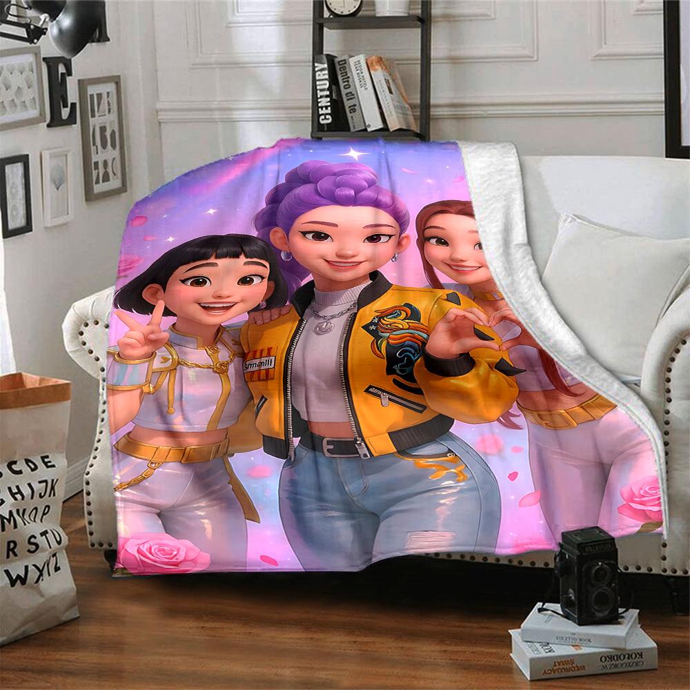 1PC K POP Demon Hunters, Huntrix Blanket, Throw For Sofa, Bed, Travel, Camping, Livingroom,