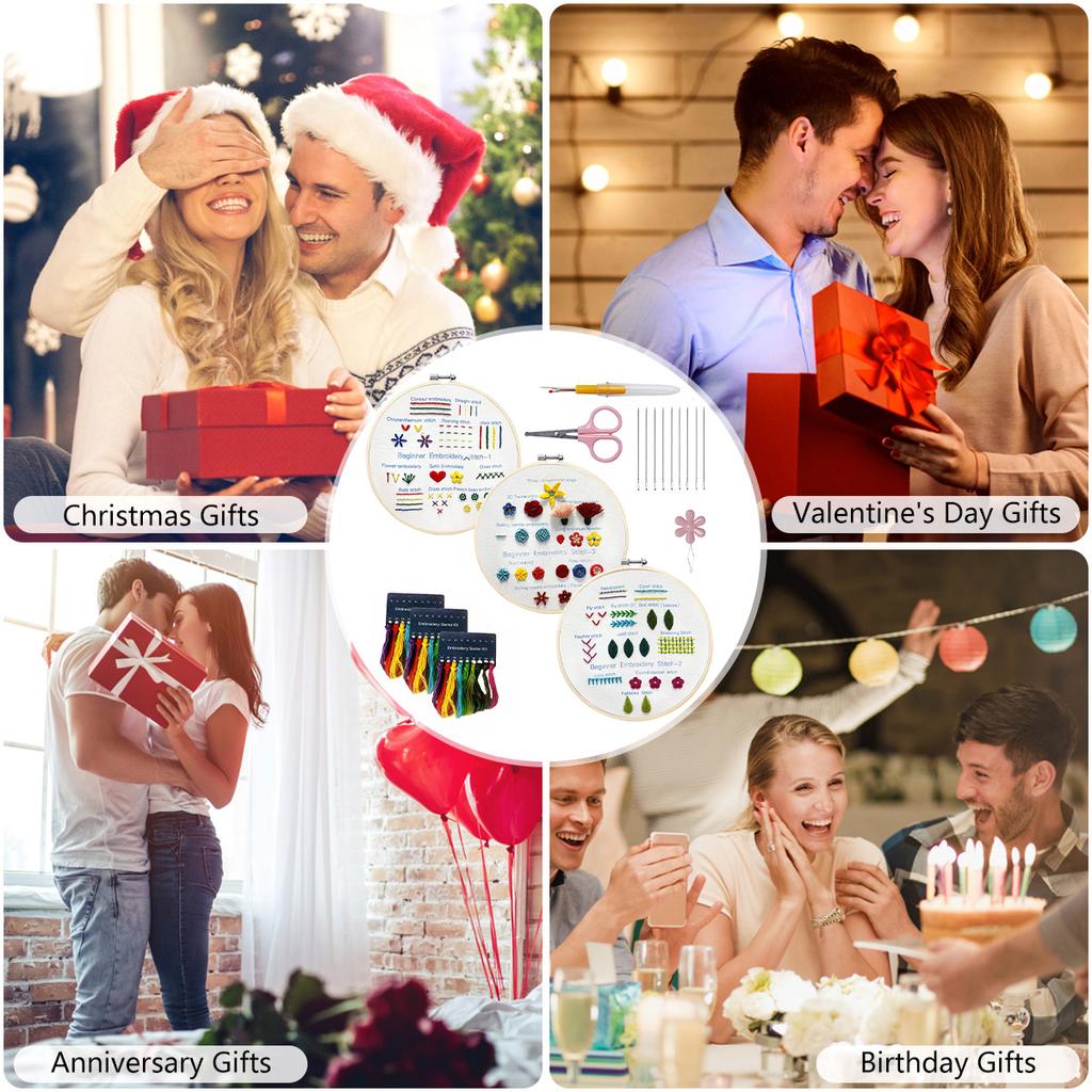 Beginner Embroidery Practice Set Hand DIY Embroidery Beginner's Set Suitable for Craft Enthusiasts and Adults
