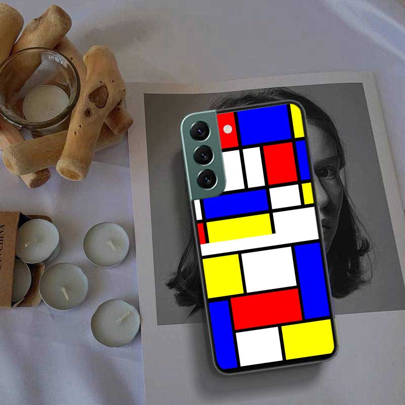 TOPLBPCS Mondrian Grid Phone Case For Samsung Galaxy S22 S25 Ultra S21 S10 Plus S26 Edge S20 S23 S24 FE Cover Silicone Soft