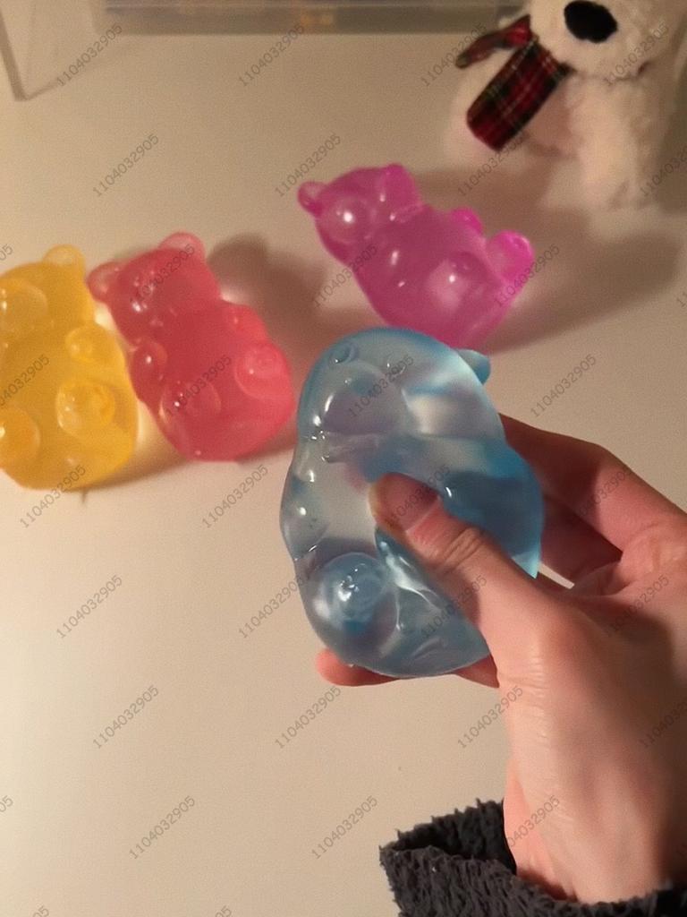 Kleurrijke Gummy Bear Fudge Knijpspeeltje Jelly Bean Gummy Snoep Fidget Hand Ontspanningsspeeltje Anti-Stress Verlichting Voor Alle Leeftijden