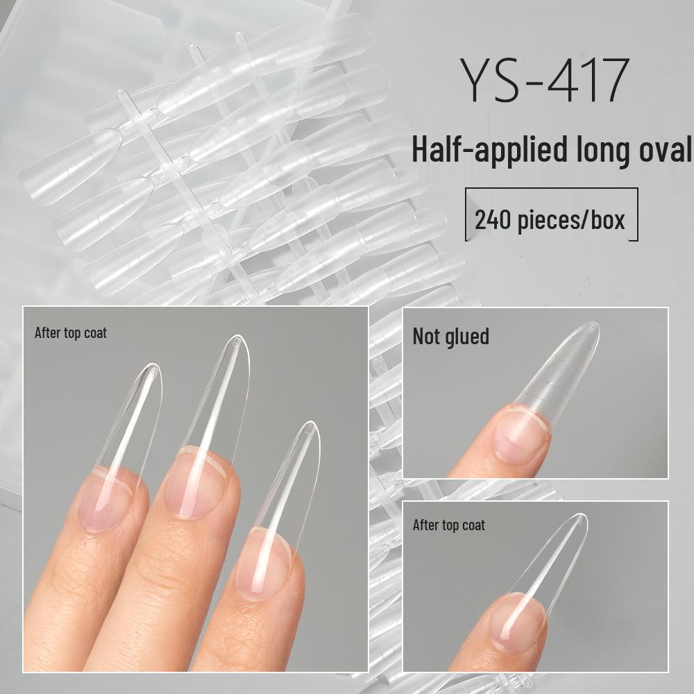 240-Piece Long Matte Traceless Nail Tips with Scale Line - No-Grind, Half-Applied Design