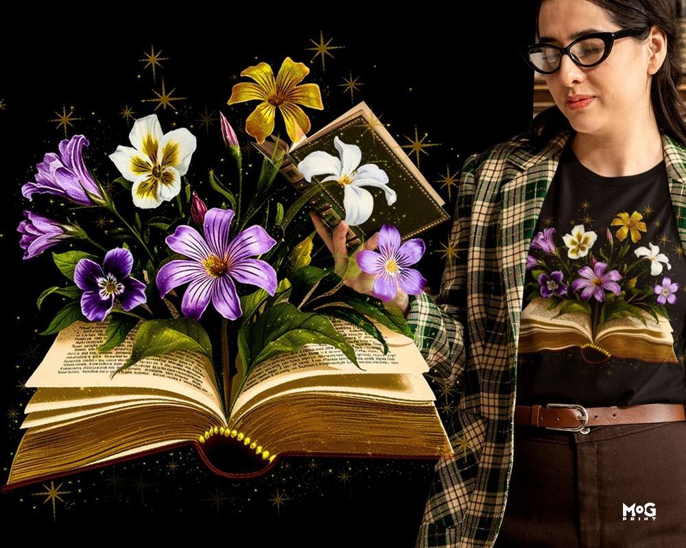 

Wildflowers Books T-shirt World Book Day Reading Week Librarian Gift Tee Top 2XL